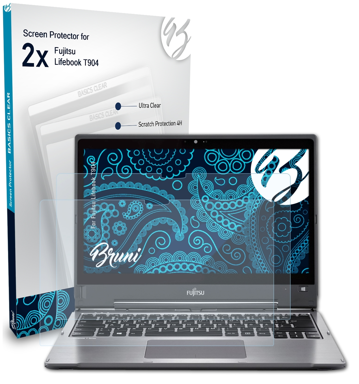 BRUNI 2x Basics-Clear Schutzfolie(für Fujitsu Lifebook T904)