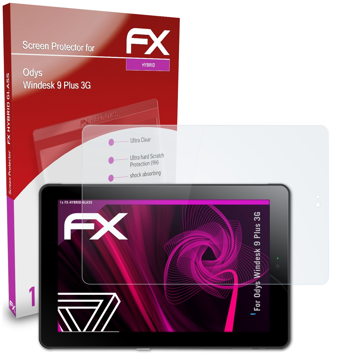 FX-Hybrid-Glass 3G) Windesk Odys Schutzglas(für Plus ATFOLIX 9