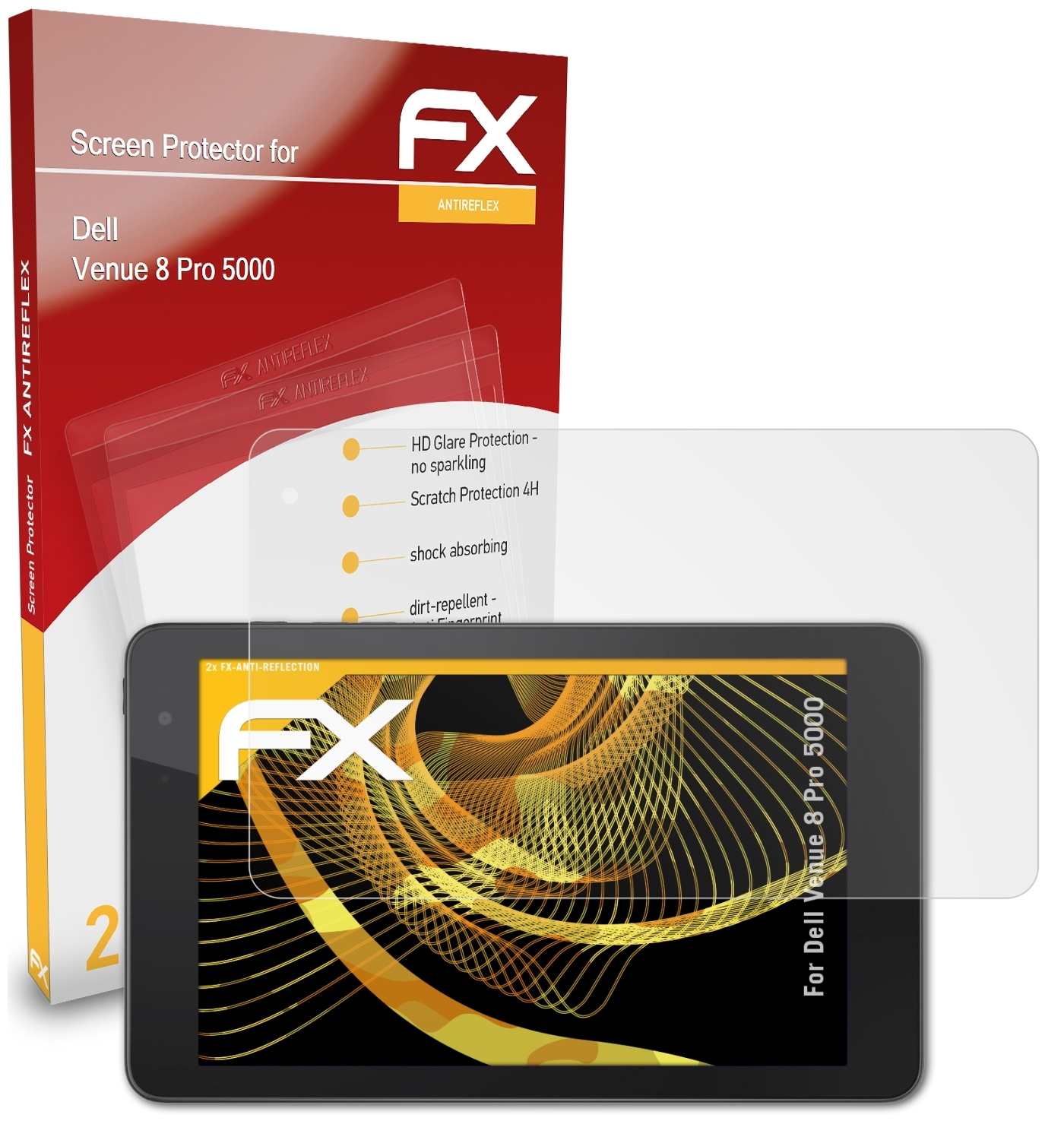 2x FX-Antireflex 5000) Pro ATFOLIX Dell Venue Displayschutz(für 8