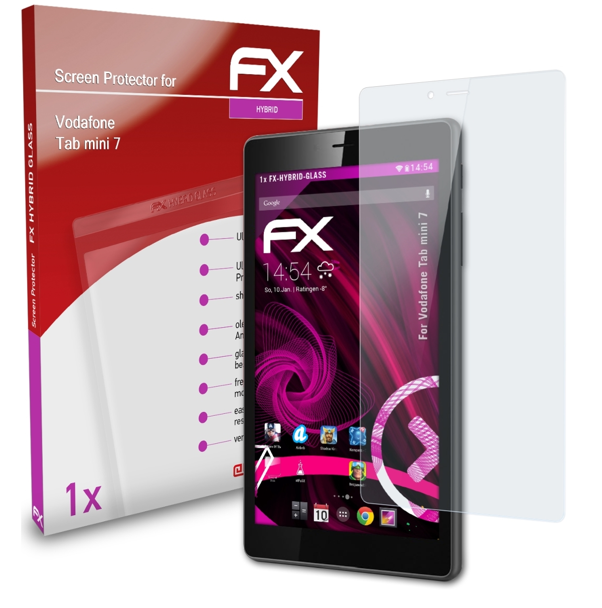ATFOLIX FX-Hybrid-Glass Schutzglas(für Vodafone mini Tab 7)