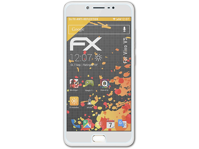 ATFOLIX 3x FX-Antireflex Displayschutz(für Vivo V5)