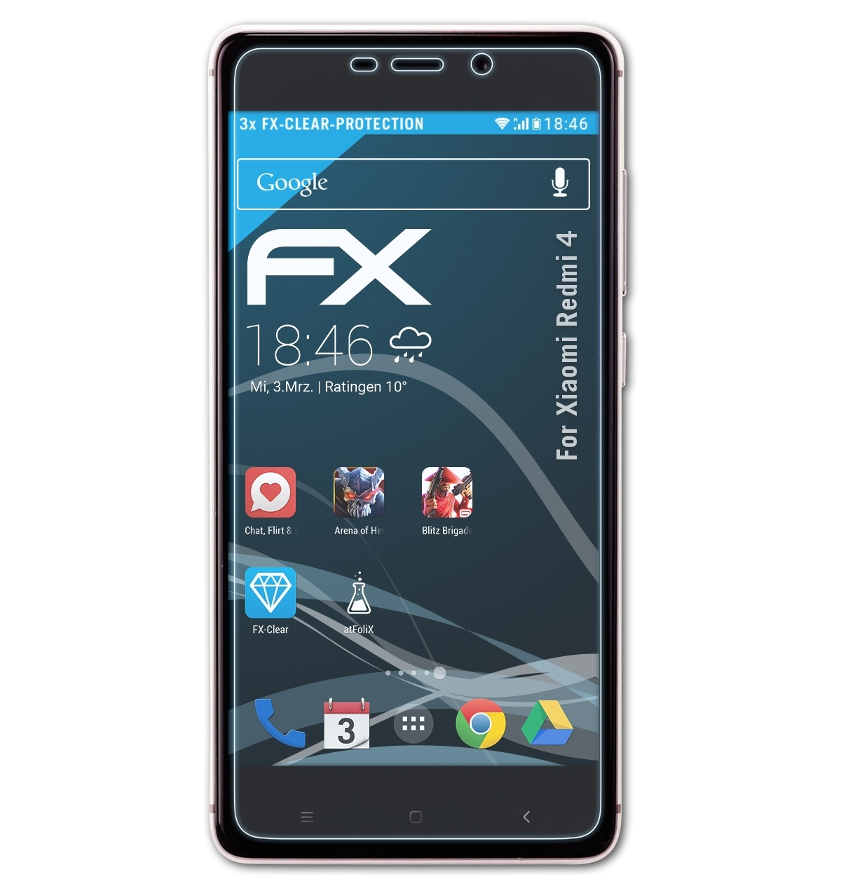 ATFOLIX 3x FX-Clear Displayschutz(für Xiaomi 4) Redmi