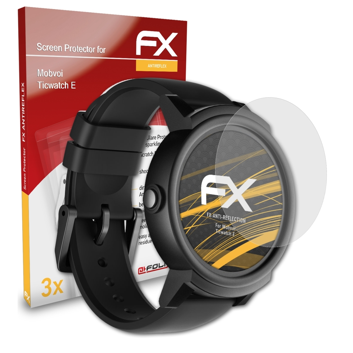 ATFOLIX 3x FX-Antireflex Displayschutz(für Mobvoi Ticwatch E)