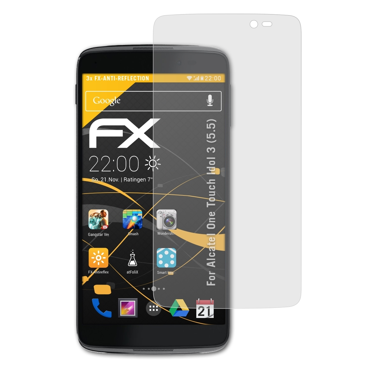 Idol FX-Antireflex Displayschutz(für Alcatel (5.5)) 3 3x ATFOLIX One Touch
