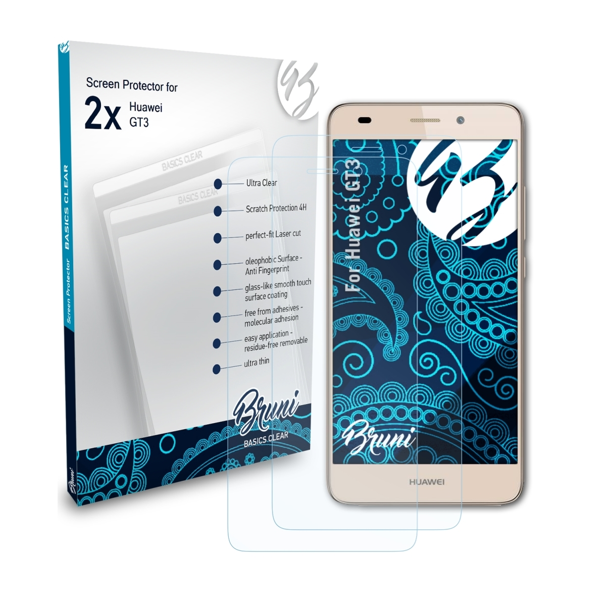 BRUNI Schutzfolie(für Huawei GT3) 2x Basics-Clear