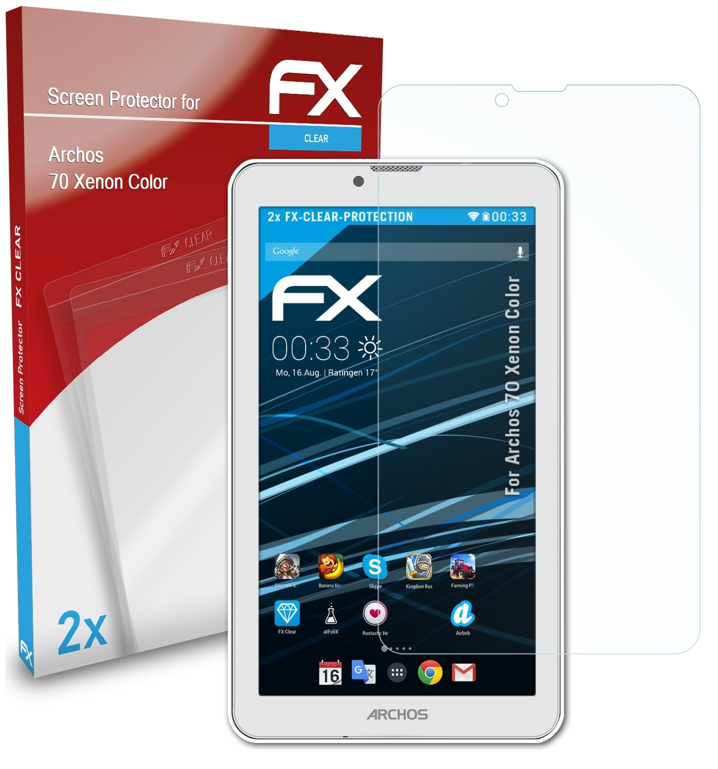 ATFOLIX 2x FX-Clear 70 Archos Color) Displayschutz(für Xenon