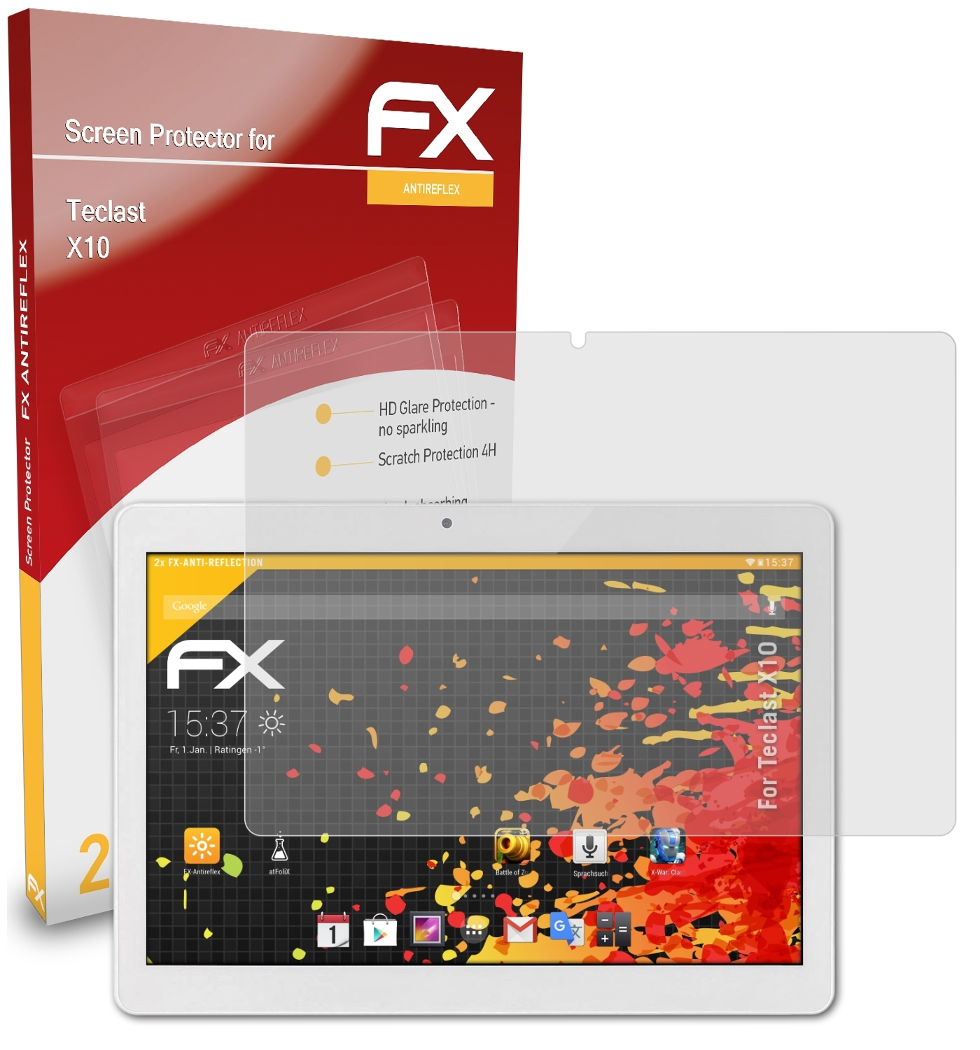 X10) 2x Displayschutz(für FX-Antireflex ATFOLIX Teclast