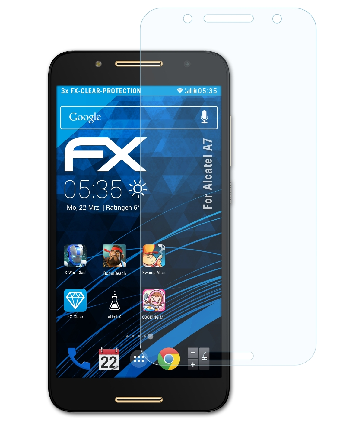 Alcatel Displayschutz(für A7) FX-Clear ATFOLIX 3x