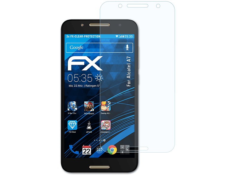 ATFOLIX 3x FX-Clear Displayschutz(für Alcatel A7)