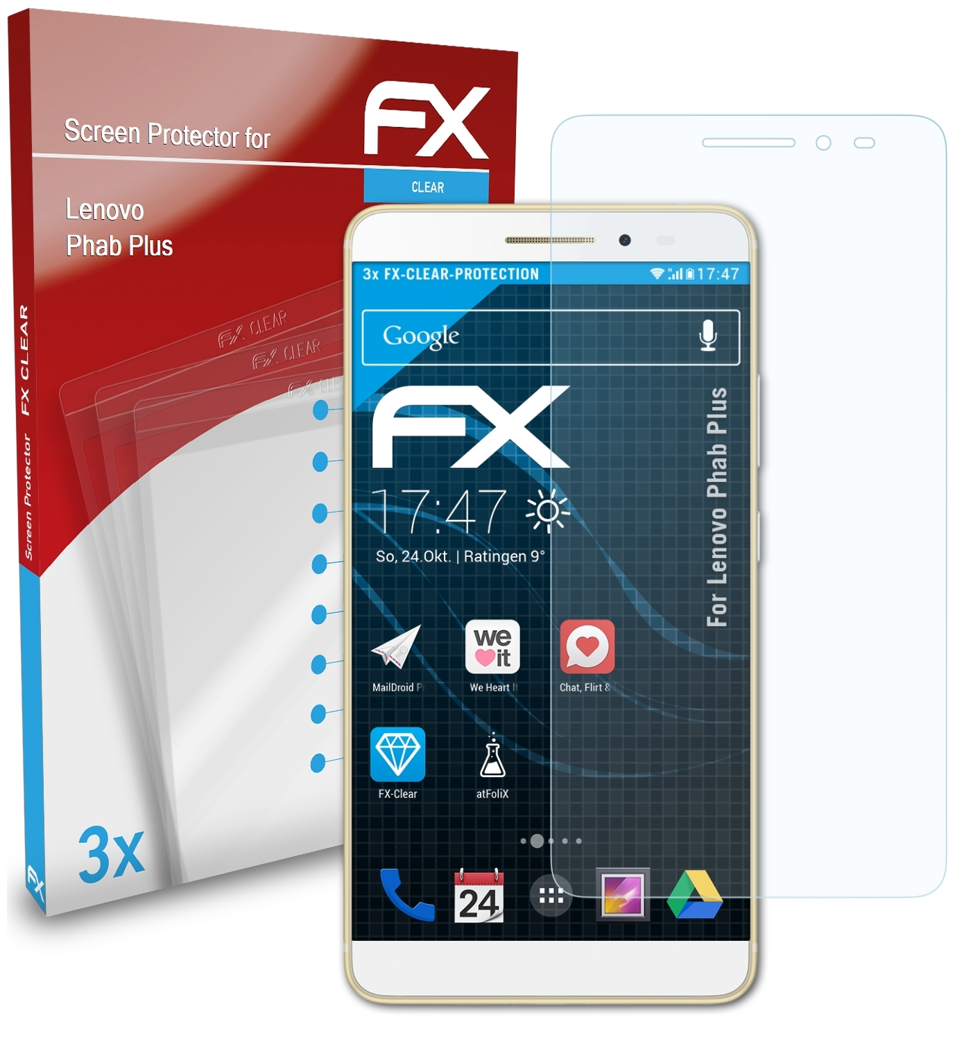 ATFOLIX 3x FX-Clear Lenovo Plus) Phab Displayschutz(für