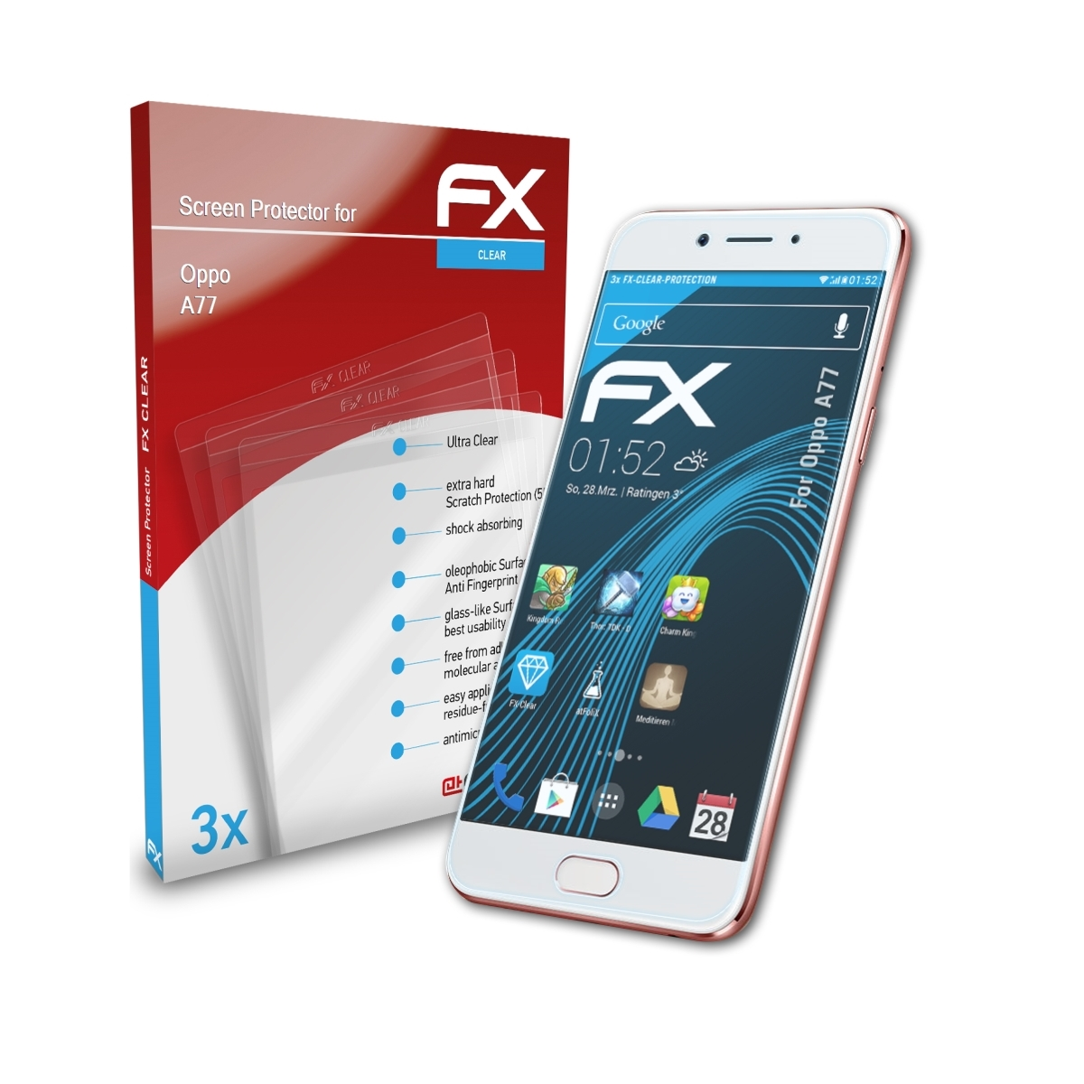 FX-Clear Displayschutz(für ATFOLIX 3x Oppo A77)