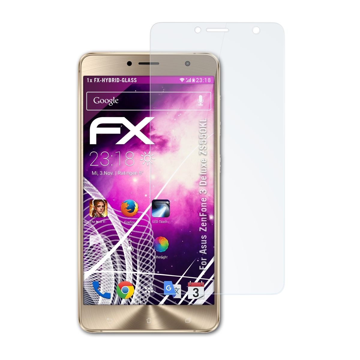 ATFOLIX FX-Hybrid-Glass Schutzglas(für Asus ZenFone Deluxe 3 (ZS550KL))