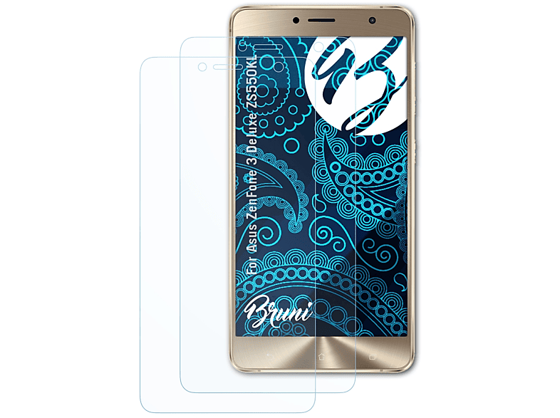 BRUNI 2x Basics-Clear Schutzfolie(für Asus ZenFone 3 Deluxe (ZS550KL))