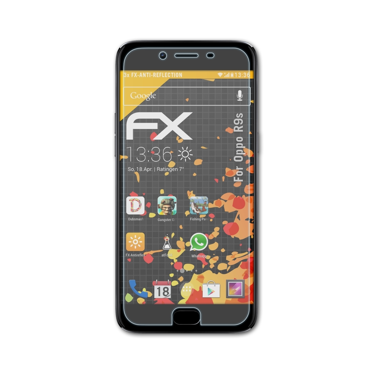 FX-Antireflex 3x Oppo R9s) ATFOLIX Displayschutz(für