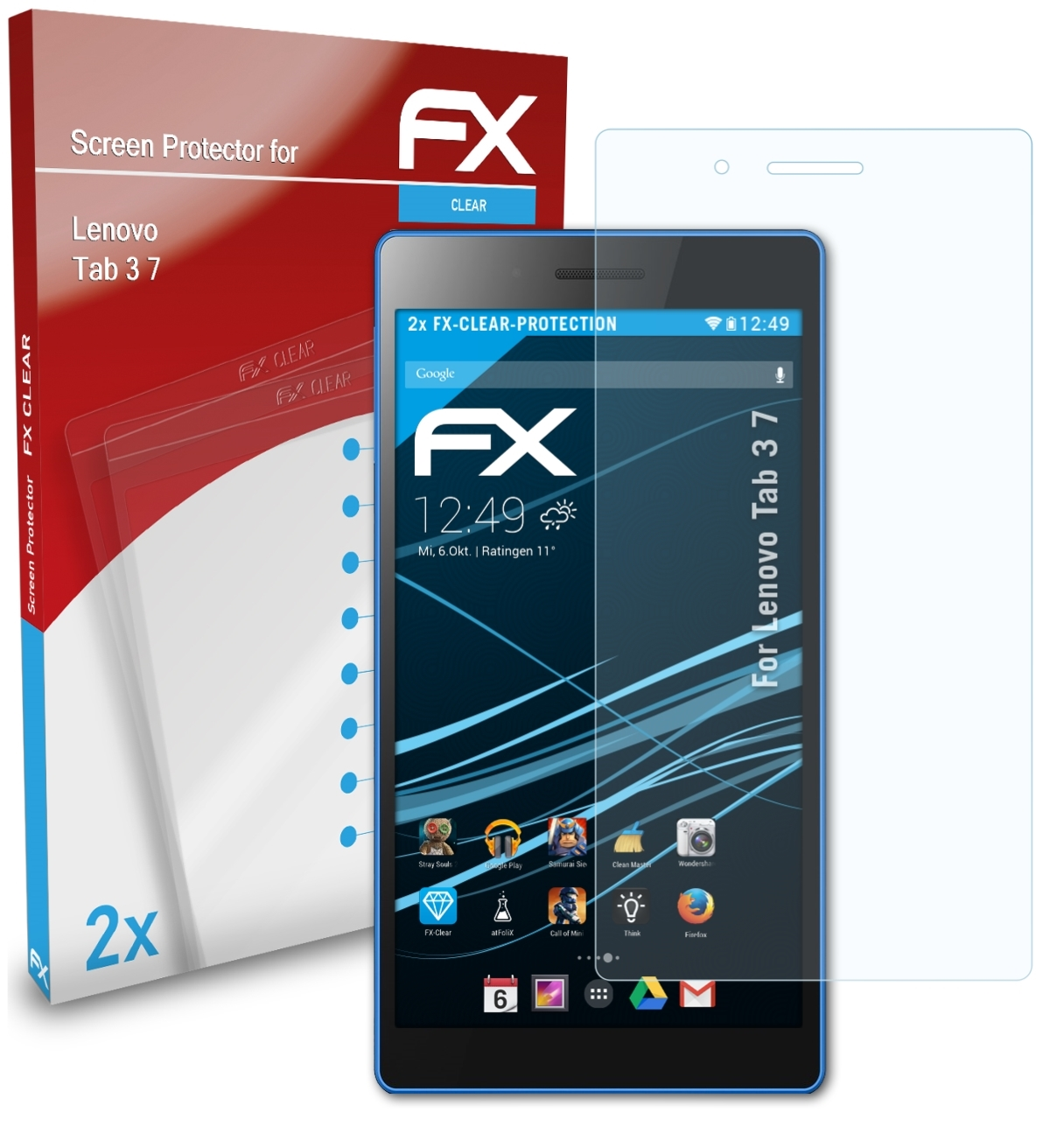 ATFOLIX 2x FX-Clear Lenovo 7) Displayschutz(für 3 Tab