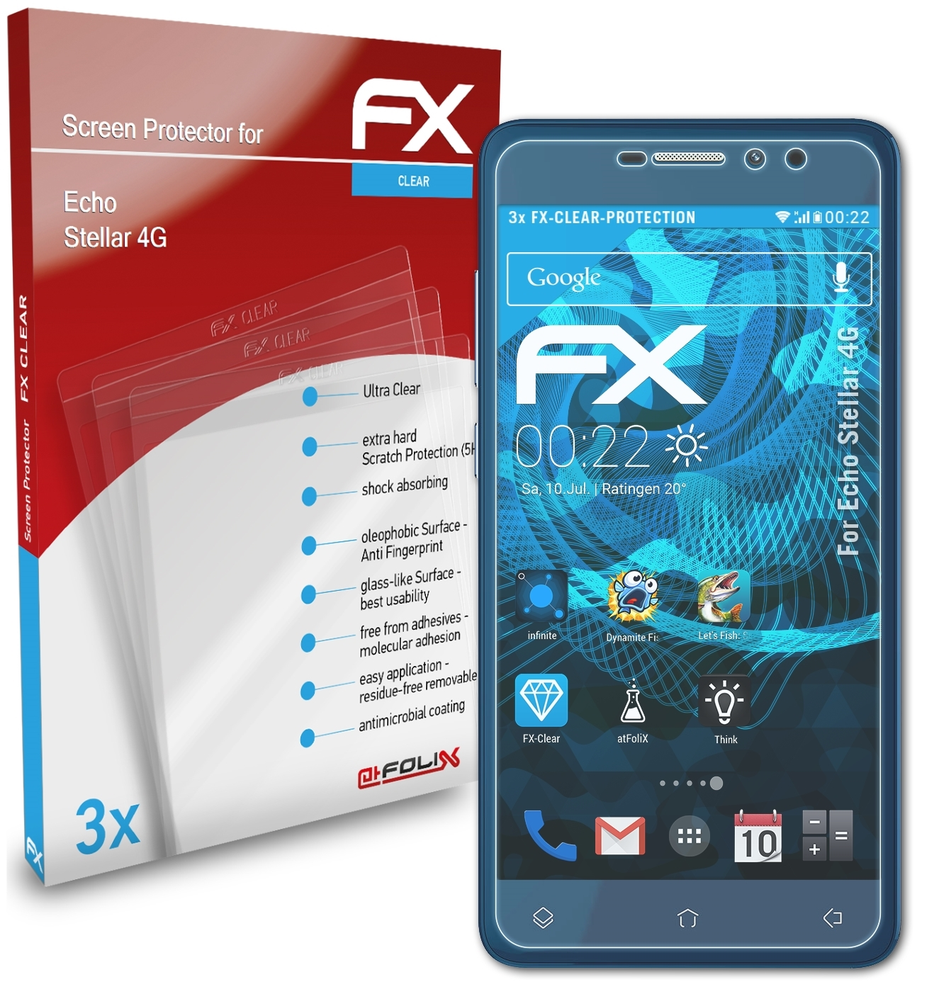 ATFOLIX 3x FX-Clear Displayschutz(für Echo 4G) Stellar
