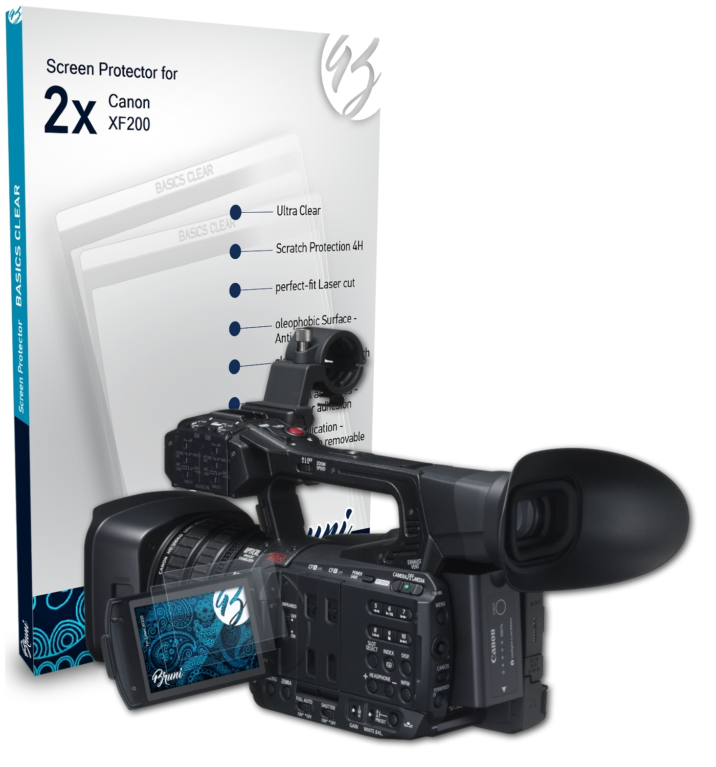 BRUNI 2x Canon Basics-Clear Schutzfolie(für XF200)