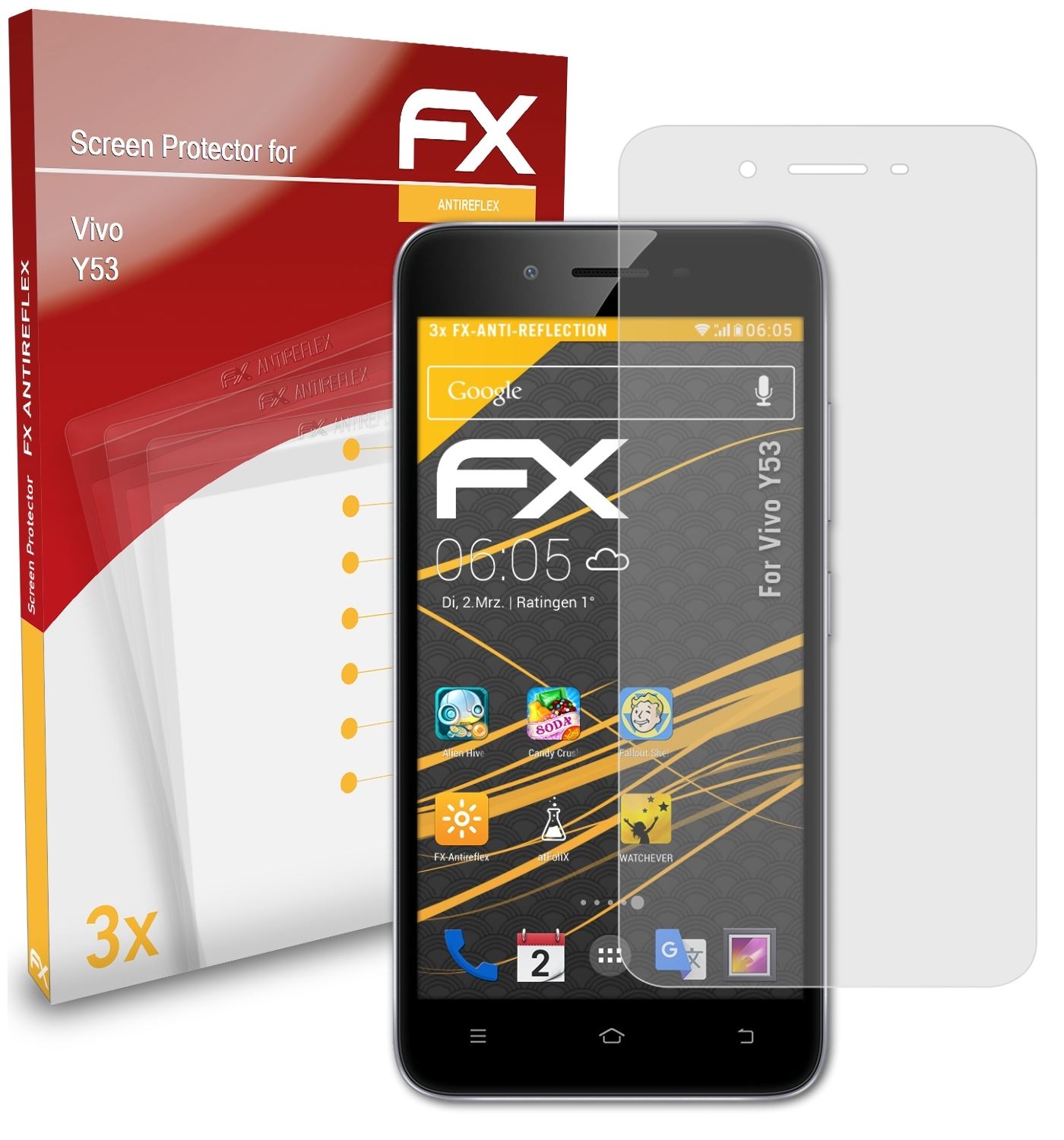 Displayschutz(für Y53) Vivo ATFOLIX FX-Antireflex 3x