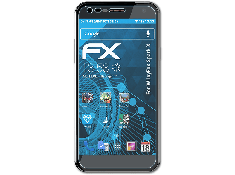 3x FX-Clear X) Spark ATFOLIX Displayschutz(für WileyFox