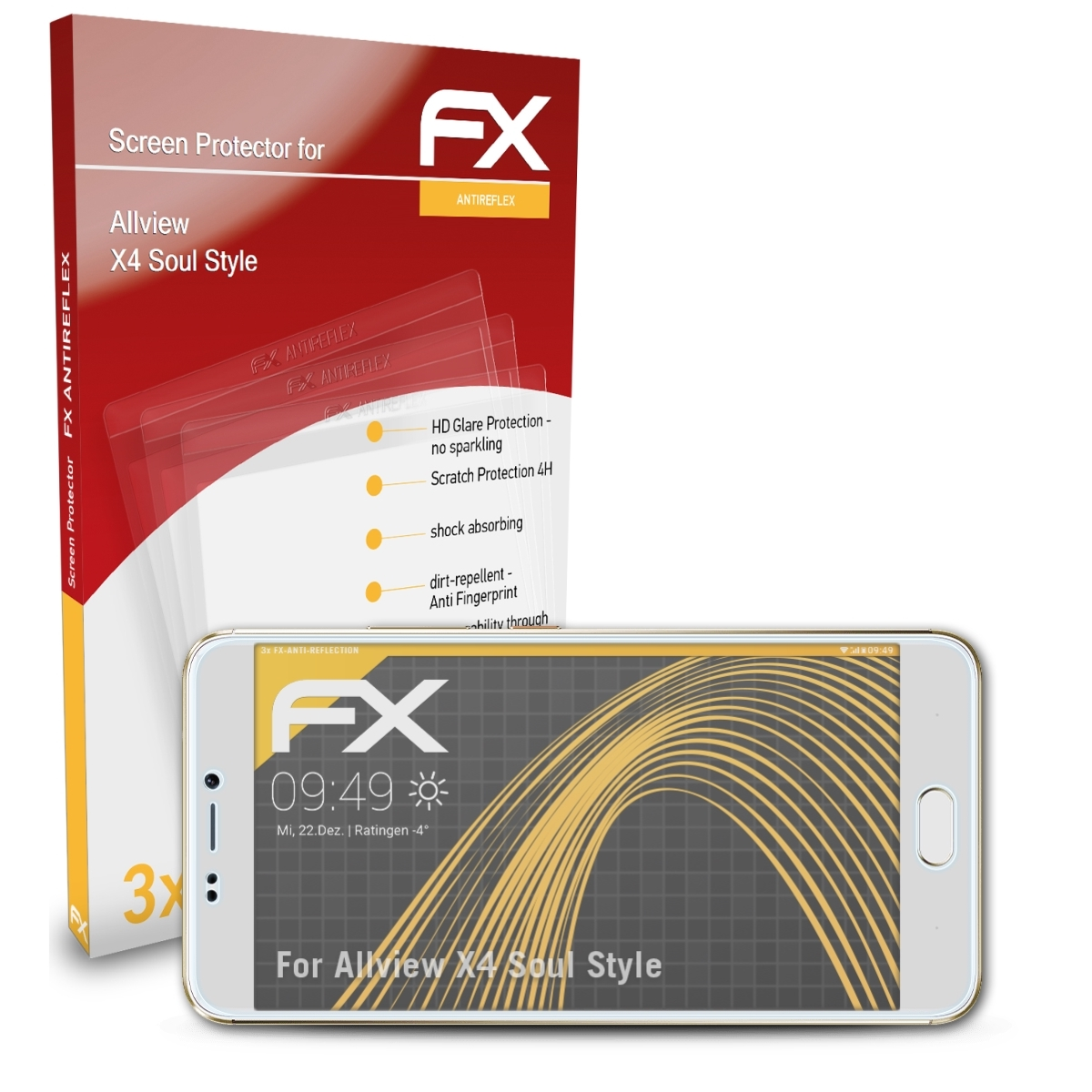 ATFOLIX 3x Displayschutz(für FX-Antireflex Soul Allview Style) X4