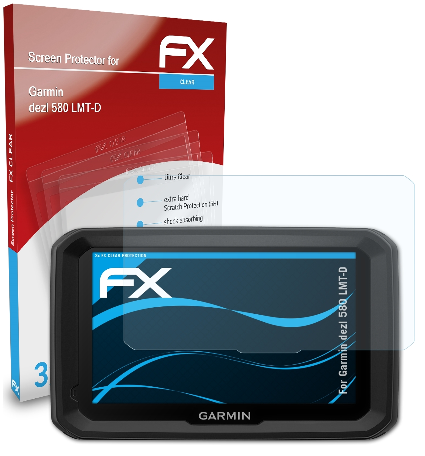 ATFOLIX 3x FX-Clear Displayschutz(für Garmin LMT-D) 580 dezl