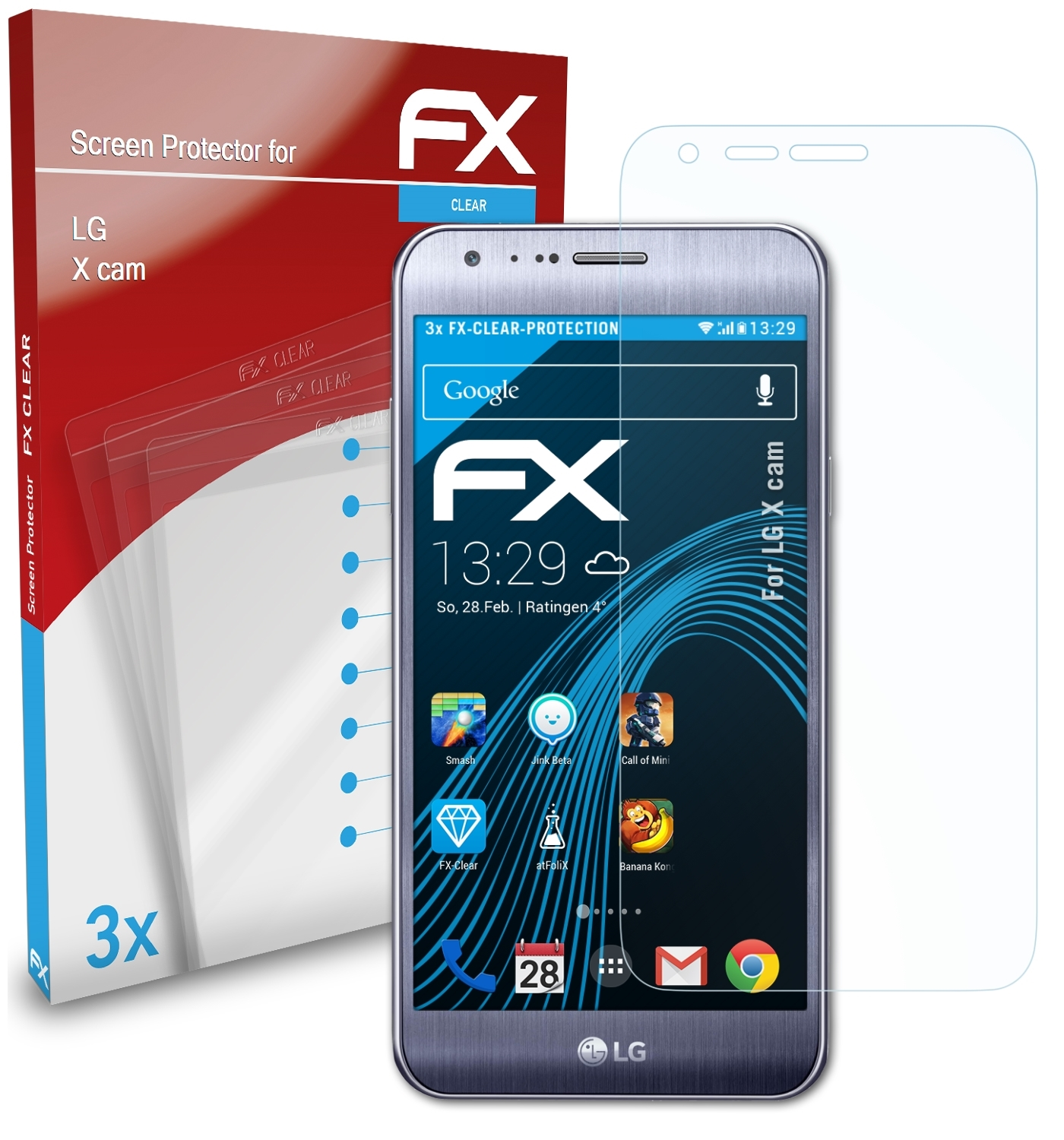 ATFOLIX 3x FX-Clear Displayschutz(für LG X cam)