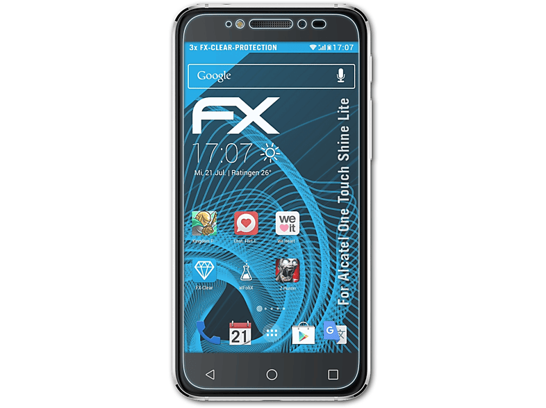 ATFOLIX Alcatel FX-Clear Shine Displayschutz(für 3x Touch One Lite)