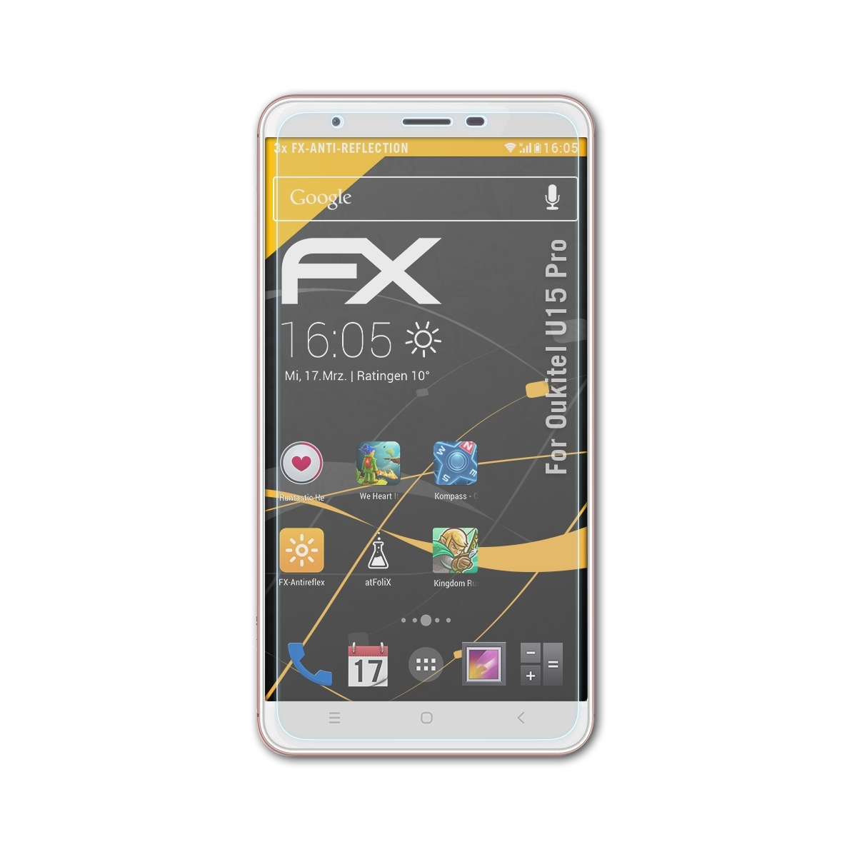 FX-Antireflex U15 Pro) ATFOLIX 3x Oukitel Displayschutz(für