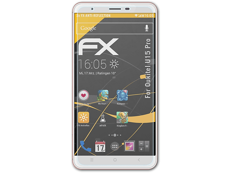 ATFOLIX 3x FX-Antireflex Displayschutz(für Oukitel U15 Pro)