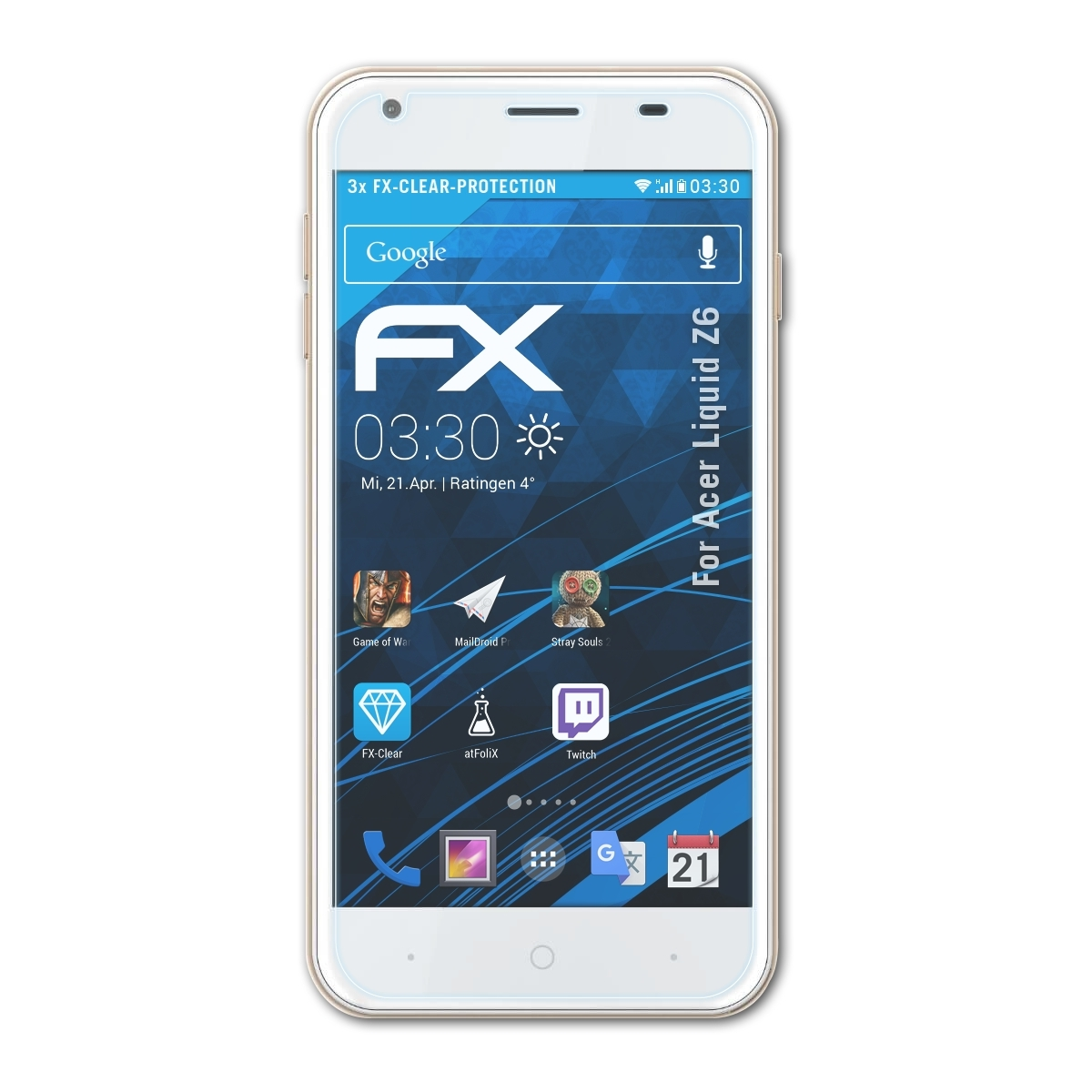ATFOLIX 3x FX-Clear Acer Z6) Displayschutz(für Liquid