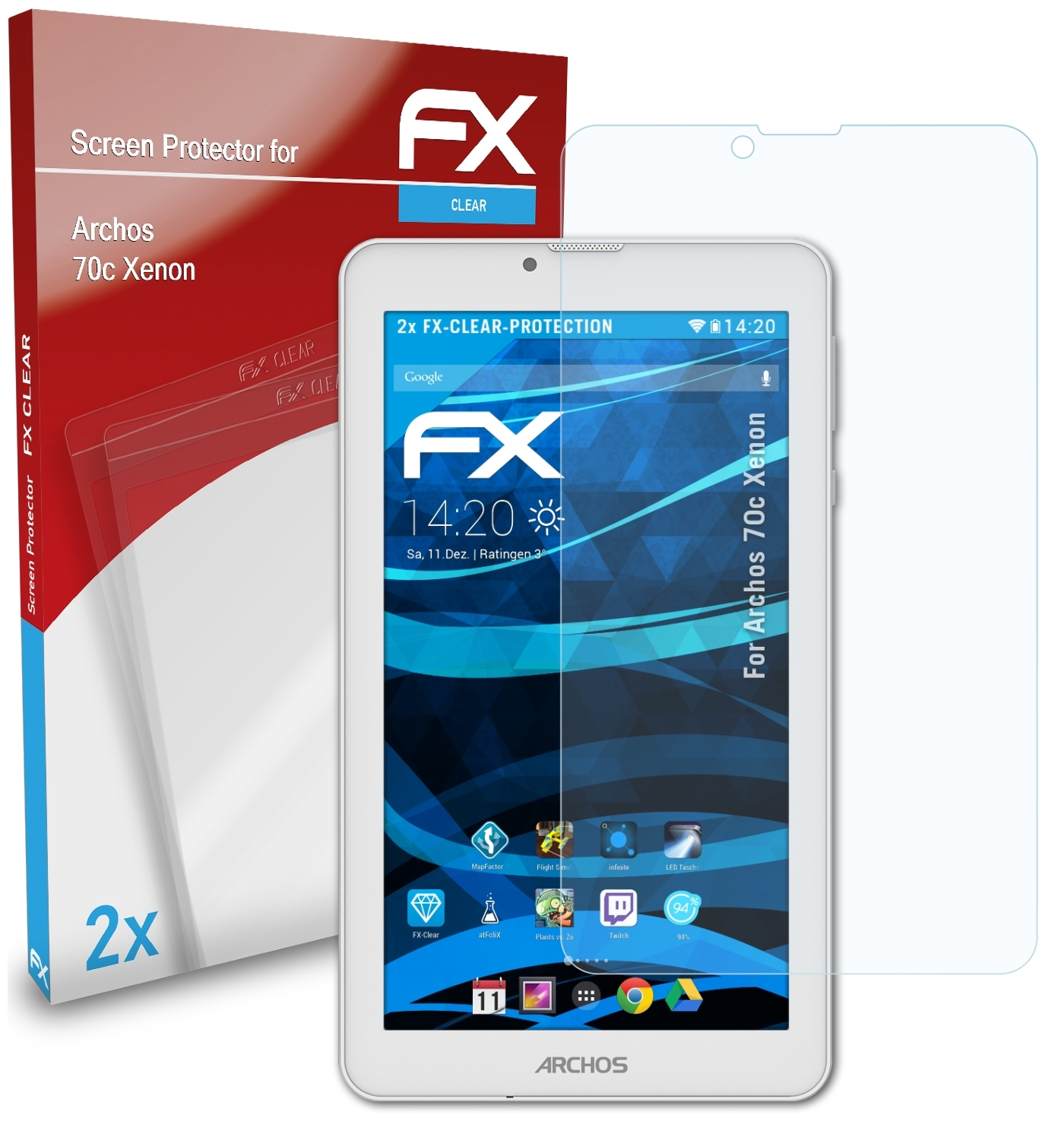 FX-Clear Xenon) ATFOLIX Displayschutz(für 70c 2x Archos
