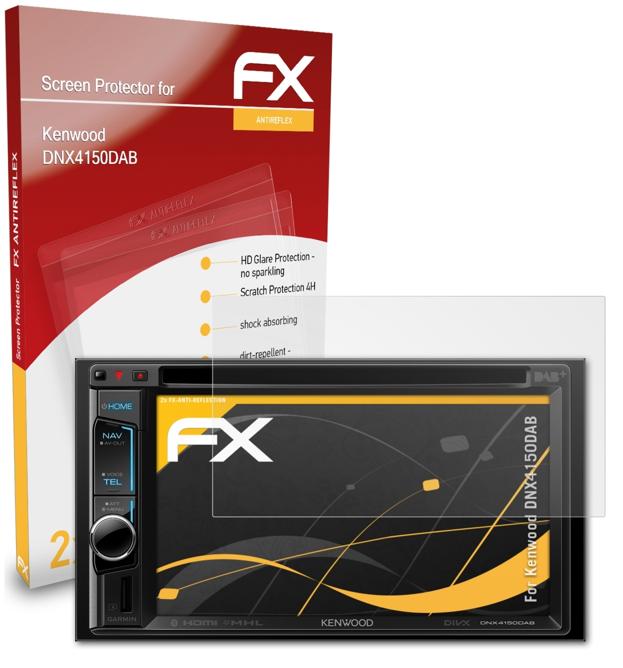 ATFOLIX 2x FX-Antireflex Displayschutz(für DNX4150DAB) Kenwood