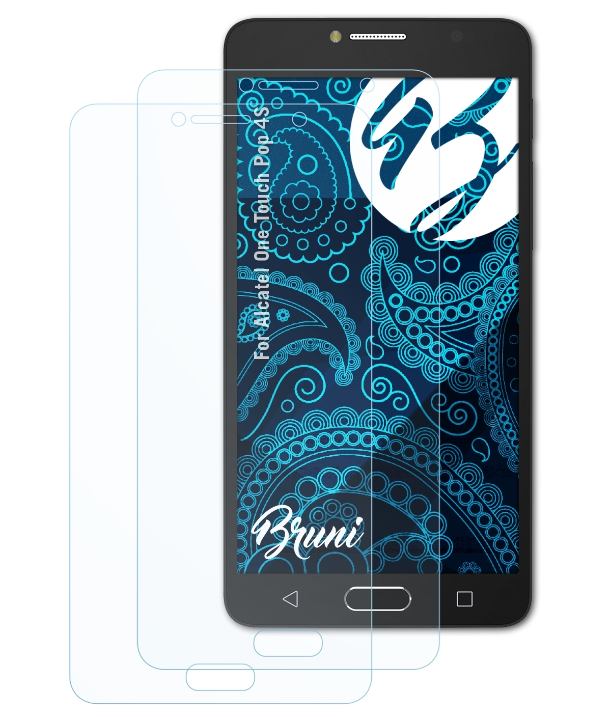 BRUNI 2x Basics-Clear 4S) Schutzfolie(für Touch Pop Alcatel One