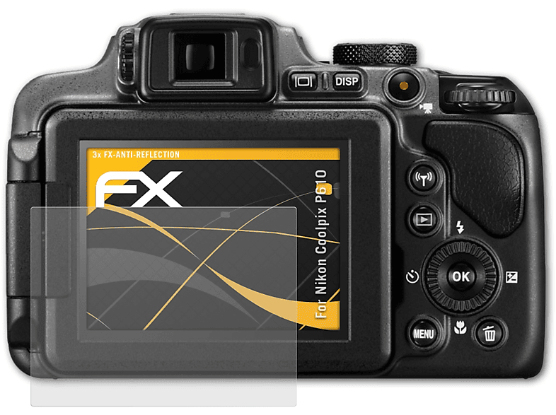 P610) Displayschutz(für 3x ATFOLIX Nikon Coolpix FX-Antireflex