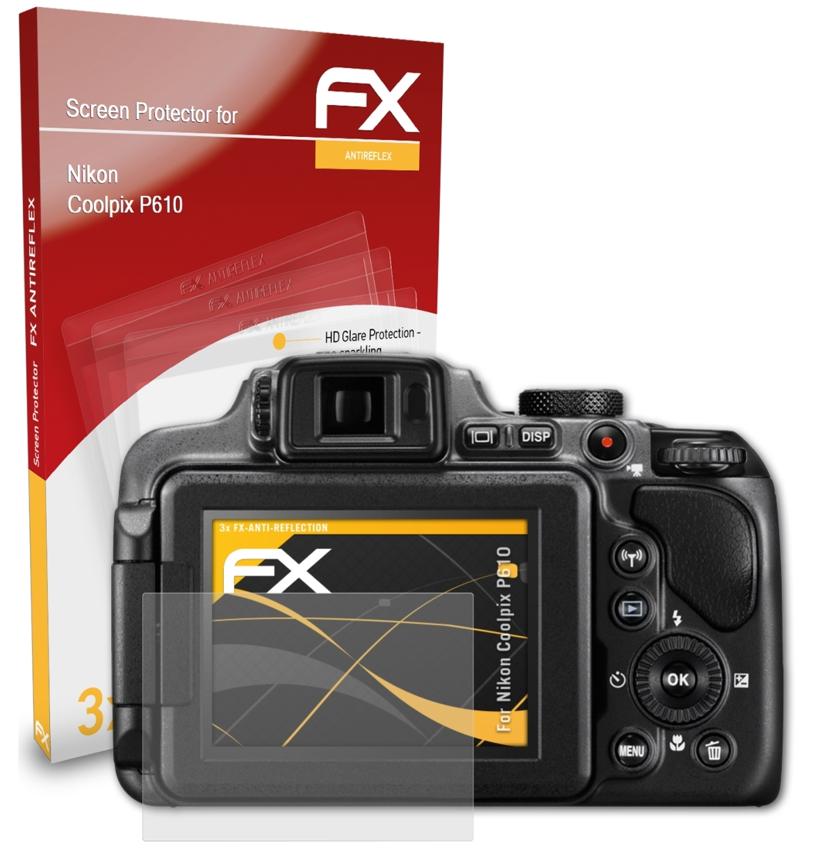 ATFOLIX 3x FX-Antireflex Coolpix Displayschutz(für P610) Nikon