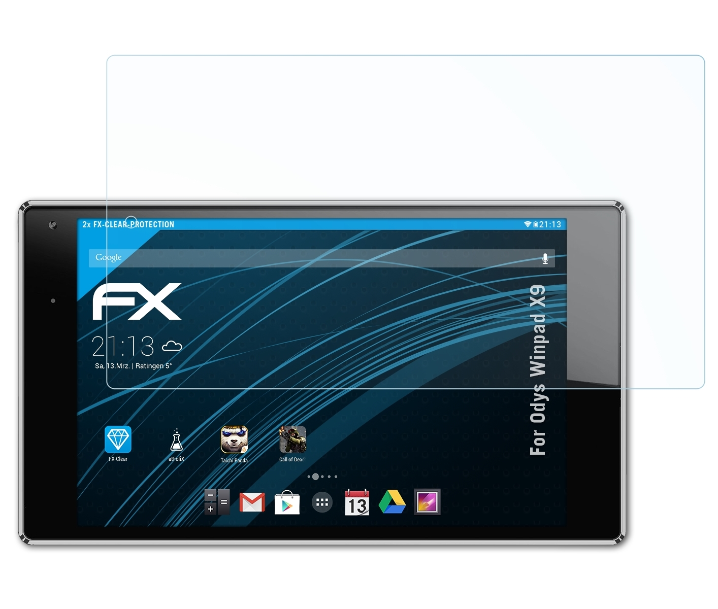 ATFOLIX 2x FX-Clear Displayschutz(für Odys X9) Winpad