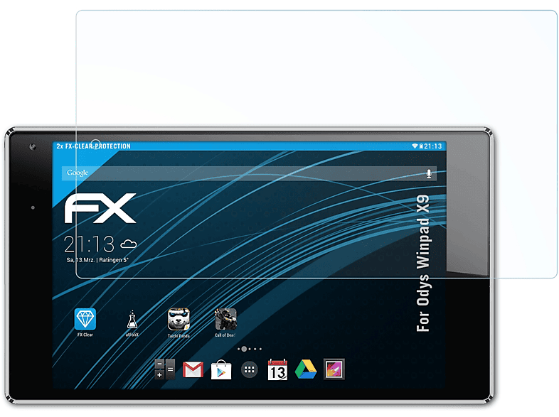 2x X9) ATFOLIX Odys Winpad Displayschutz(für FX-Clear