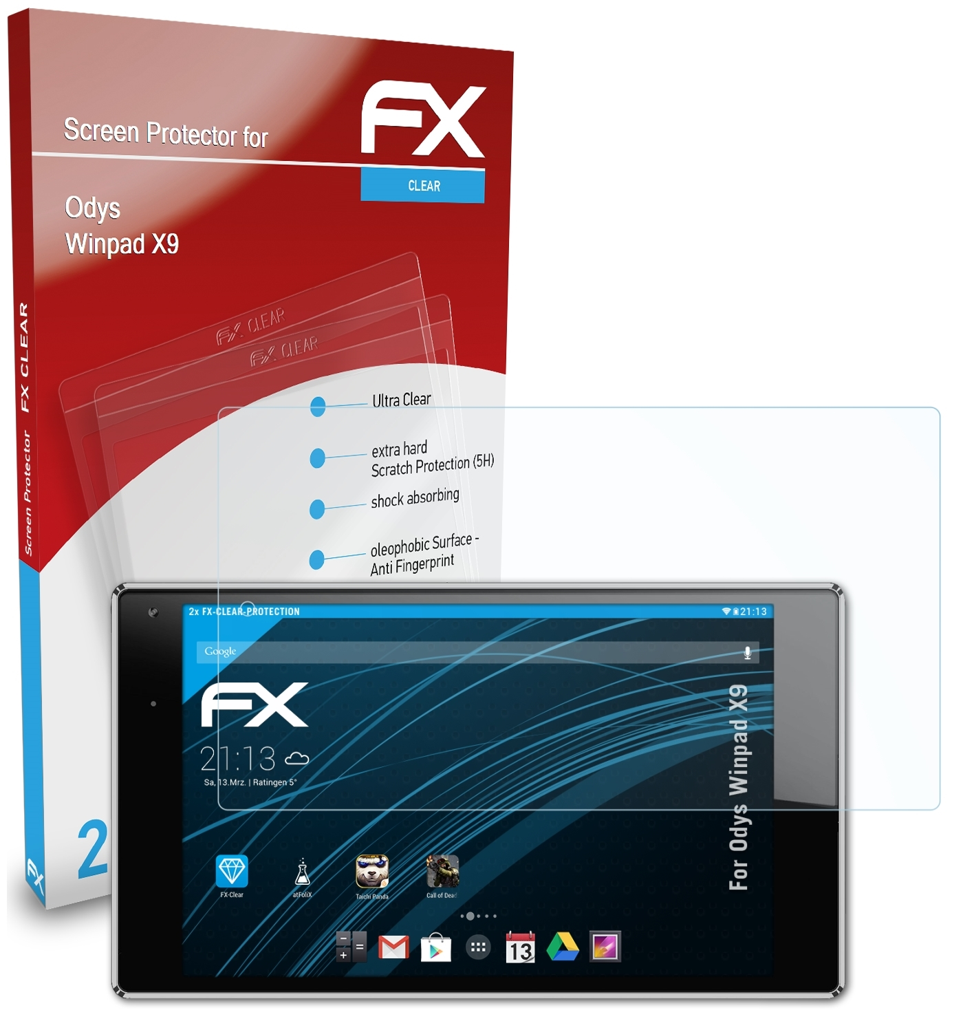 X9) Displayschutz(für FX-Clear 2x ATFOLIX Odys Winpad