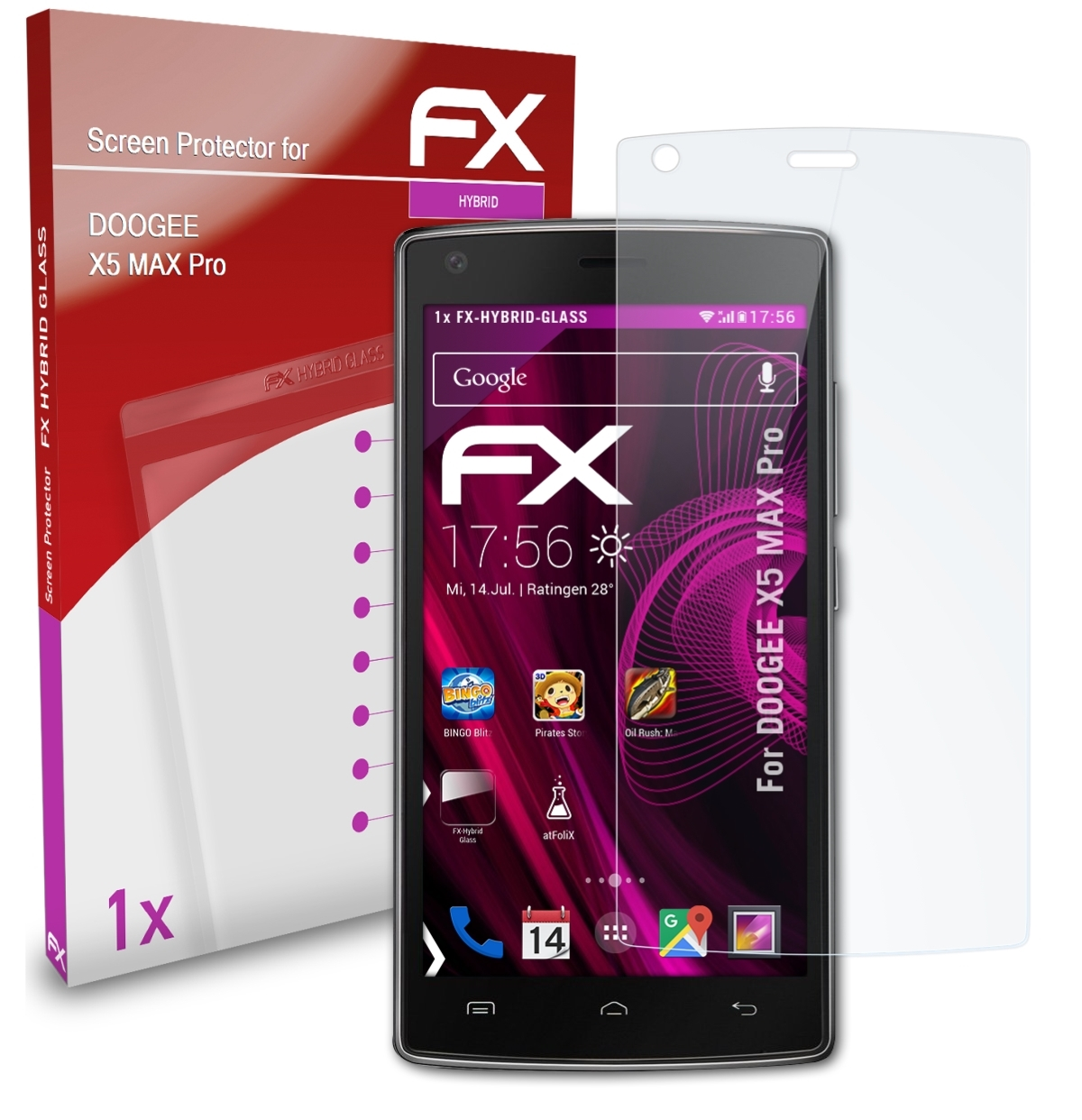 ATFOLIX X5 Doogee MAX Schutzglas(für FX-Hybrid-Glass Pro)