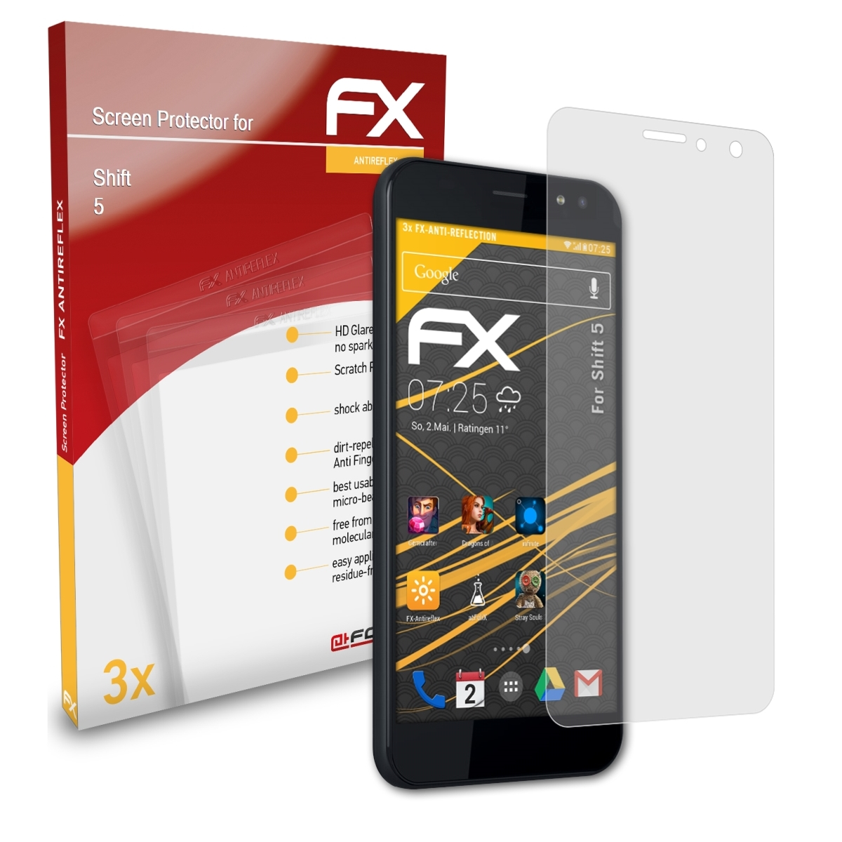 ATFOLIX 3x FX-Antireflex Displayschutz(für Shift 5)