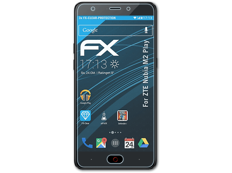ATFOLIX 3x FX-Clear Displayschutz(für M2 ZTE Play) Nubia