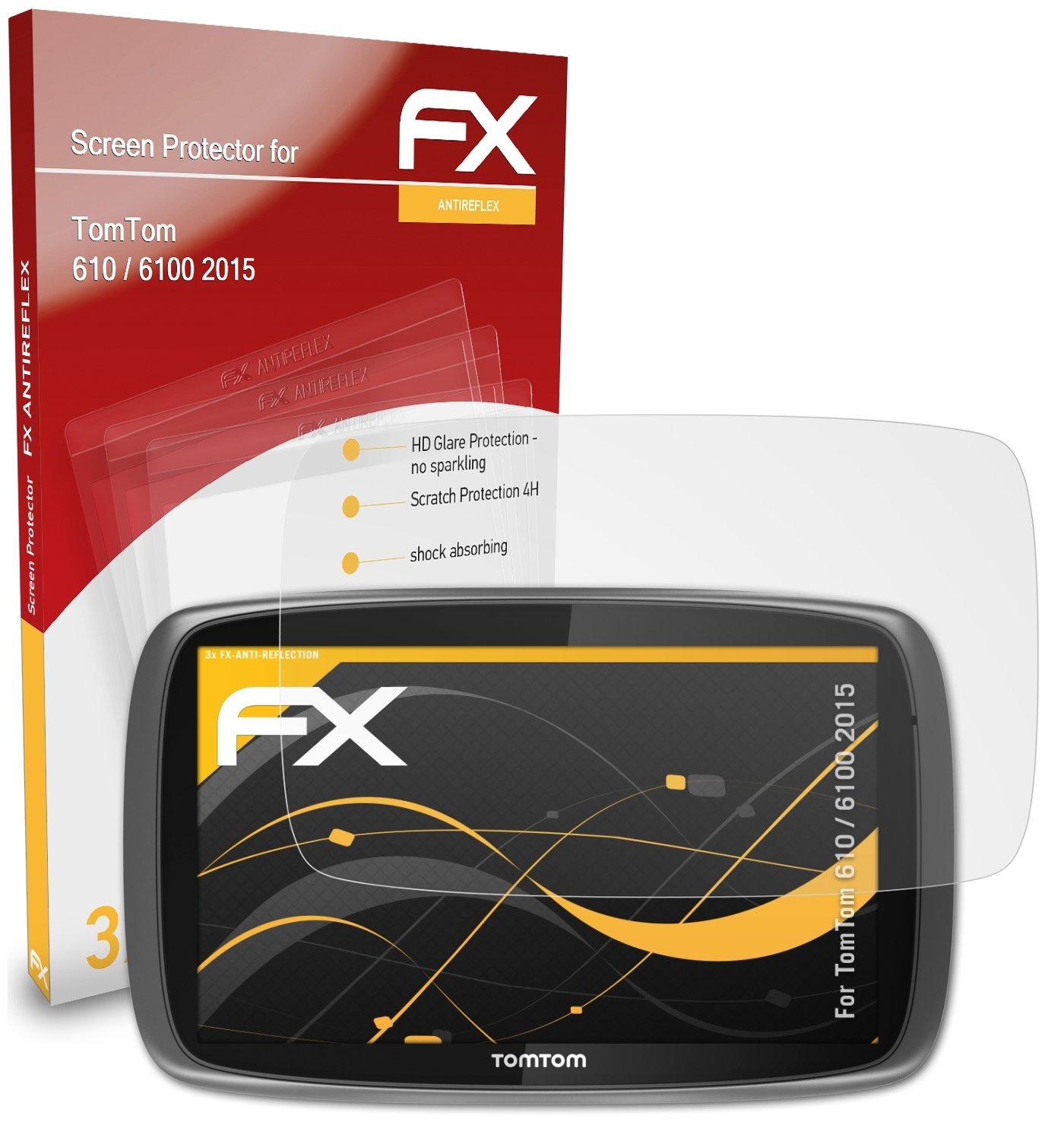 ATFOLIX 3x FX-Antireflex Displayschutz(für TomTom (2015)) 610 6100 