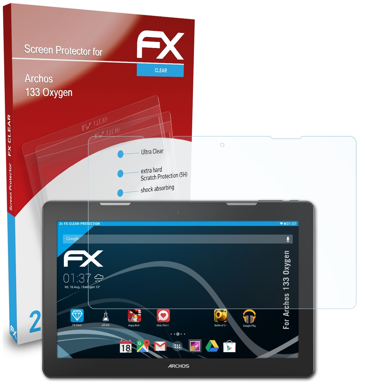 ATFOLIX 2x FX-Clear Archos Oxygen) Displayschutz(für 133