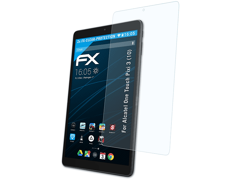 ATFOLIX 2x FX-Clear Displayschutz(für Alcatel One Touch Pixi 3 (10))