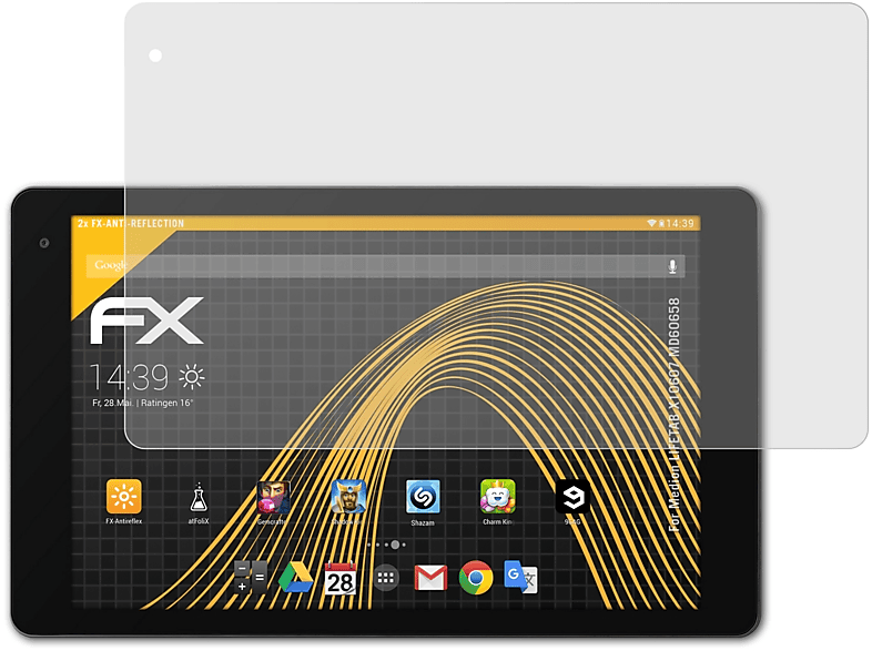 FX-Antireflex Medion X10607 Displayschutz(für ATFOLIX (MD60658)) LIFETAB 2x
