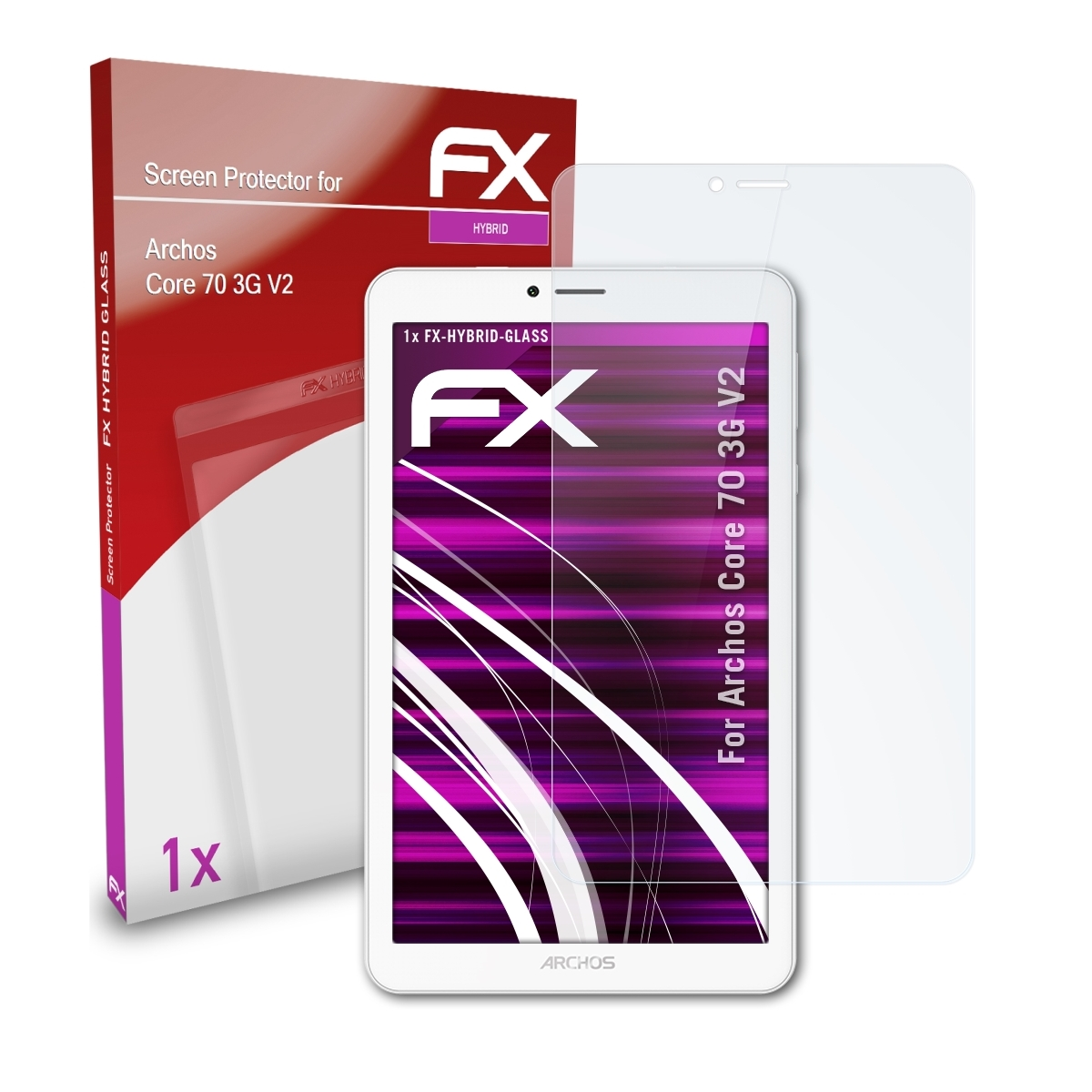 ATFOLIX Core V2) FX-Hybrid-Glass 3G Schutzglas(für Archos 70