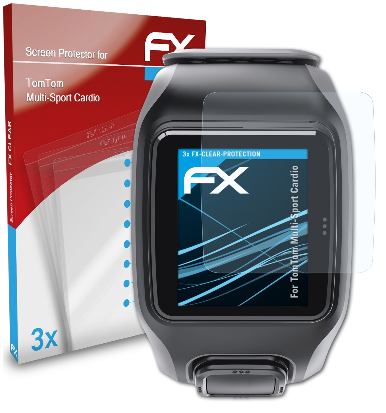 Cardio) 3x Multi-Sport Displayschutz(für ATFOLIX TomTom FX-Clear