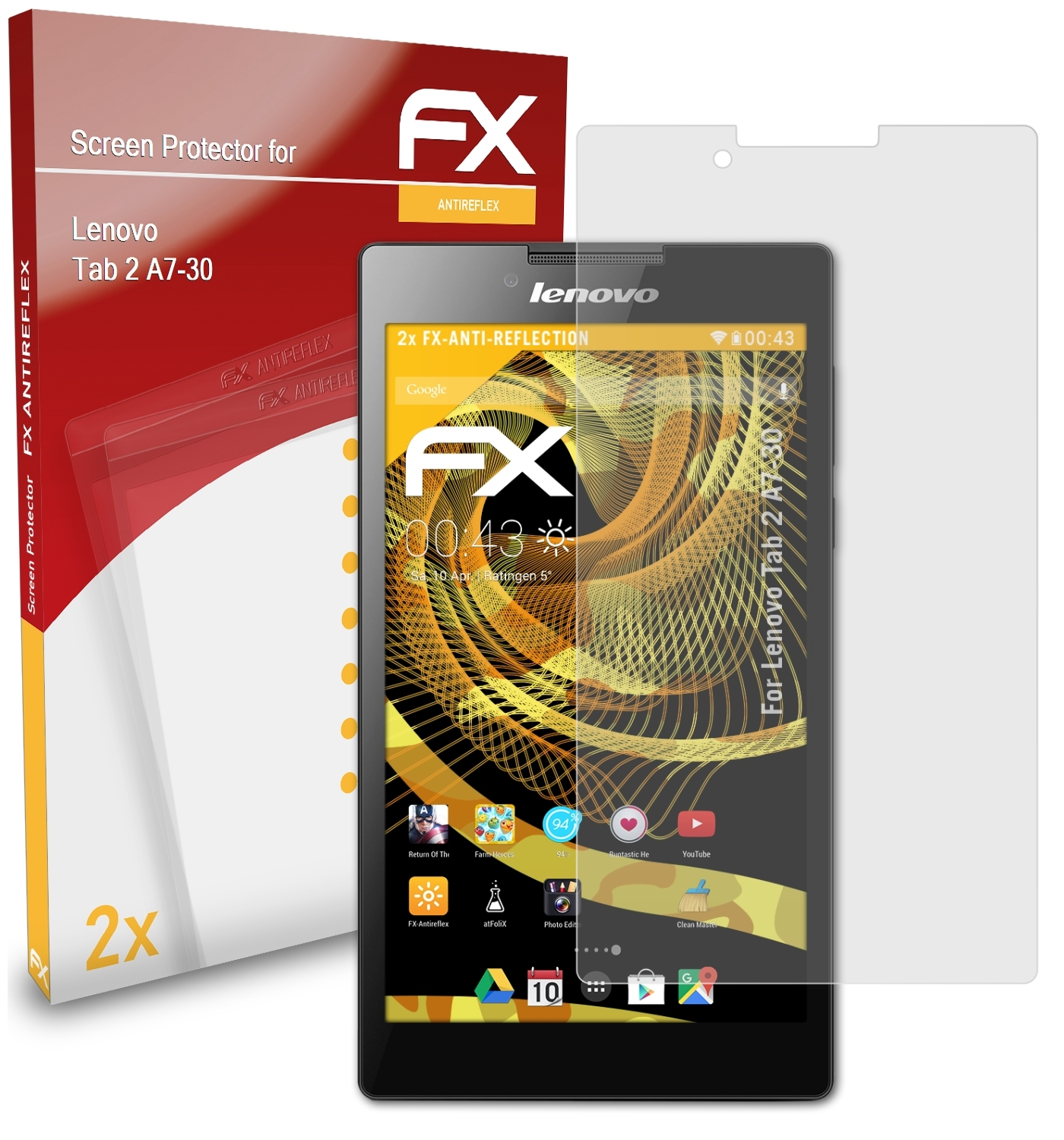 ATFOLIX 2x Displayschutz(für Tab Lenovo 2 A7-30) FX-Antireflex