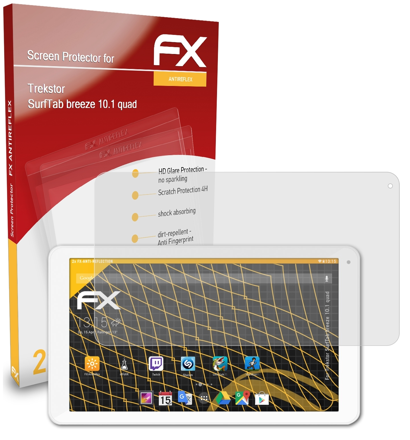 ATFOLIX 2x FX-Antireflex breeze SurfTab Displayschutz(für 10.1 Trekstor quad)