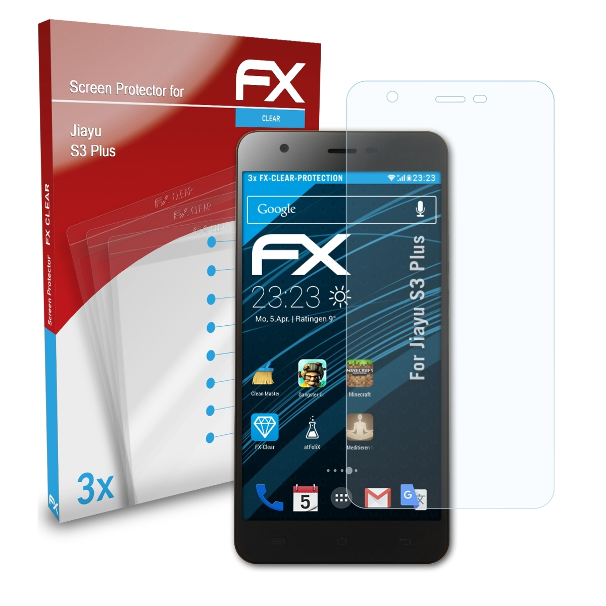 3x Plus) Displayschutz(für S3 Jiayu FX-Clear ATFOLIX